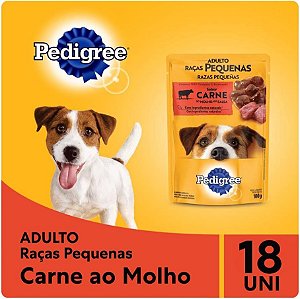 Sachê Pedigree Cães Adultos Raças Pequenas Carne 100g Kit 18 Unidades