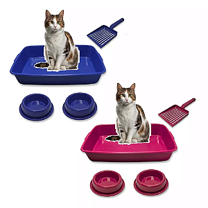 Caixa de Areia Sanitária Para Gatos Kit Completo