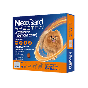 Antipulgas e Carrapatos NexGard Spectra para Cães de 2 a 3,5 Kg 3 Comprimidos