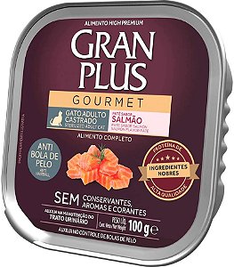 Patê Gran Plus Gourmet Gato Bola de Pelo Salmão 100g