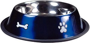 Comedouro de Inox Médio 700ml Azul Jambo