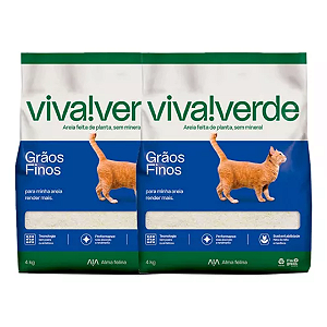 Areia Higienica Viva Verde Grãos Finos 4Kg Kit Com 2 Unidades