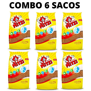 Areia Higiênica Para Gato Mitzi 4Kg Fardo Com 6 Unidades