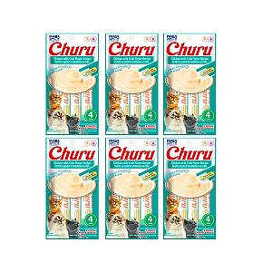 Petisco Churu Para Gatos Galinha com Aroma Caranguejo Kit Com 6