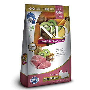 N&D Tropical Selection Suíno Cães Adultos Raças Mini 2,5kg