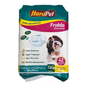 Fralda Higiênica Para Fêmeas HardPet Tamanho GG 12 Unidades