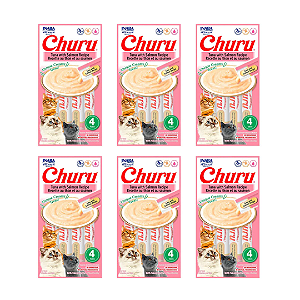 Petisco Churu Para Gatos Atum Com Salmão Kit Com 6 Unidades
