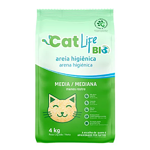 Areia Higiênica Cat Life Bio Grãos Médios 4kg