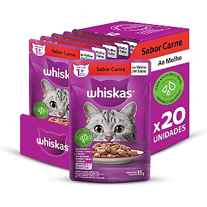 Sachê Whiskas Carne 85g Kit 20 Unidades
