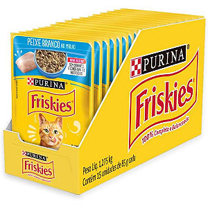 Sachê Friskies Peixe Branco 85g Kit Com 15 Unidades