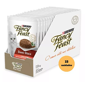 Sachê Fancy Feast Demi Glace Carne 85g Kit Com 15 Unidades