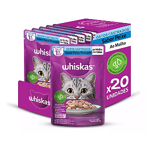 Sachê Whiskas Castrado Peixe 85g Kit Com 20 Unidades