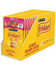 Sachê Friskies Carne ao Molho 85g Kit Com 15 Unidades