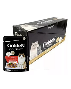 Sache Golden Gourmet Gato Castrado Carne Kit com 20 Unidades