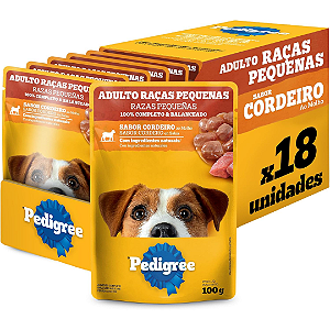 Sachê Pedigree Adulto Raças Pequenas Cordeiro 100g Kit Com 18 Unidades