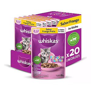 Sachê Whiskas Filhote Frango 85g Kit Com 20 Unidades
