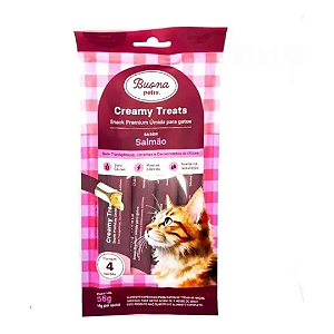 Snack Buona Petix Creamy Sabor Salmão Para Gatos 56g