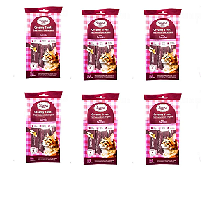 Snack Buona Petix Creamy Sabor Salmão Para Gatos 56g Kit Com 6 Unidades