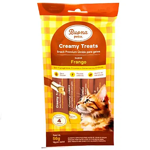 Snack Buona Petix Creamy Sabor Frango Para Gatos 56g