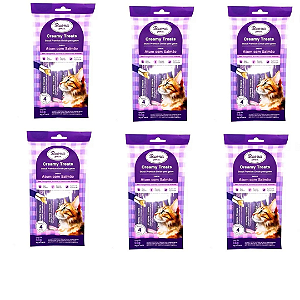 Snack Buona Petix Creamy Sabor Atum Com Salmão Para Gatos 56g Kit 6 Unidades