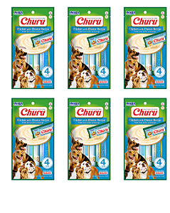 Petisco Churu Dog Para Cães Frango Com Queijo 56g Kit Com 6 Unidades