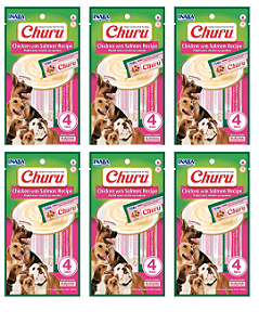 Petisco Churu Dog Para Cães Frango Com Salmão 56g Kit Com 6 Unidades
