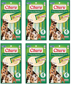 Petisco Churu Dog Para Cães Frango Com Vegetais 56g Kit Com 6 Unidades