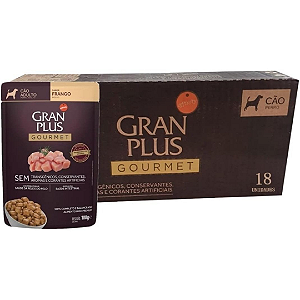 Sachê Gran Plus Gourmet Cães Adultos Frango 100g Kit Com 18 Unidades