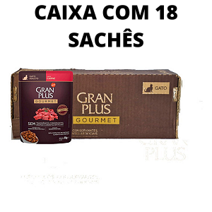 Sachê Gran Plus Gourmet Para Gatos Adulto Carne Kit 18 Sachês