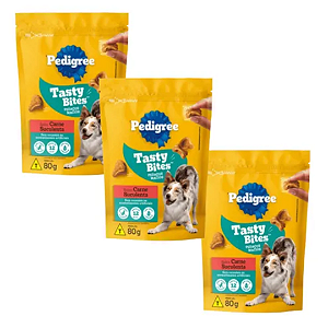 Pedigree Tasty Bites Carne 80g Kit Com 3 Unidades