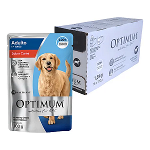 Sachê Optimum Cães Adultos Carne 100g Kit Com 18 Unidades