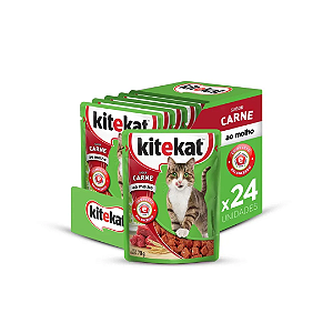 Sachê Kitekat Adulto Carne 70g Kit Com 24 Unidades
