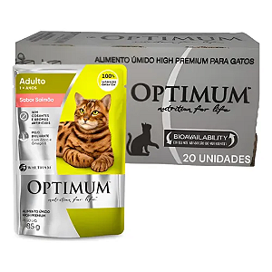 Sachê Optimum Gato Adulto Salmão 85G Kit 20 Unidades
