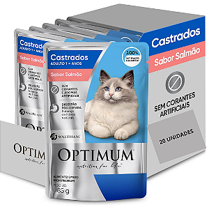 Sachê Optimum Gato Castrado Salmão 85g Kit Com 20 Unidades