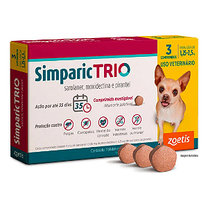 Simparic Trio 3mg Cães de 1,25 a 2,kg 3 Comprimidos