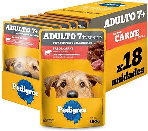 Sachê Pedigree Adulto 7+ Carne 100g Kit Com 18 Unidades