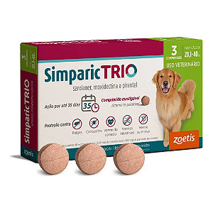 Simparic Trio 48mg para Cães de 20,1 a 40kg 3 Comprimidos