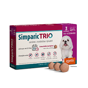Simparic Trio 6mg Cães de 2,6 a 5kg 3 Comprimidos