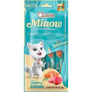 Petisco Cremoso Quatree Miaow Atum e Salmão 56g