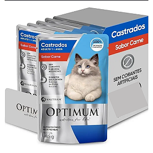 Sachê Optimum Gato Castrado Carne 85g Kit Com 20 Unidades