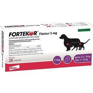 Fortekor Flavour para doença renal crônica em cães e gatos e insuficiência cardíaca congestiva em cães