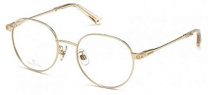 Óculos Feminino Swarovski com Clip On SK 5323 H 032 Metal Dourado Redondo 