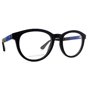 Óculos Masculino Tommy Hilfiger TH 1563 003 Preto Fosco com Azul