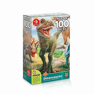 Quebra-cabeça cartonado Dinossauro 100 peças - GROW