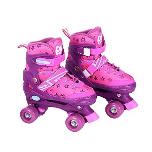 Patins Infantil 4 Rodas Quad ajustável - Criança Menina Rosa