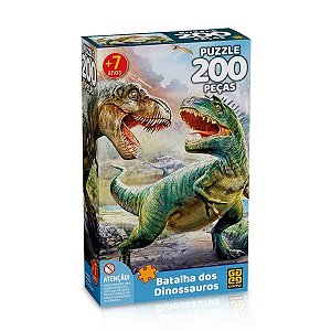 Quebra-Cabeças Batalha dos Dinossauros 200 peças - Grow