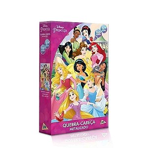 Quebra-cabeça Princesas da Disney Metalizado 100 Peças - Toyster