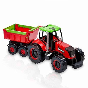 Max Trator Com Carreta Articulado De Brinquedo Gigante