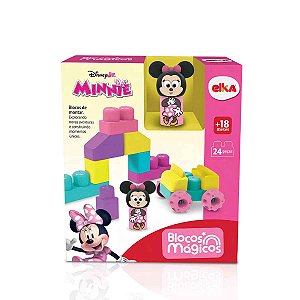 Brinquedo para montar minnie blocos mágicos 24 peças unidade - elka