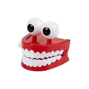 Brinquedo Dentadura Boca Divertida A Corda Dentes Olho